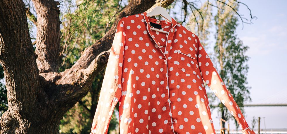 polka-dots shirt hanged on a tree